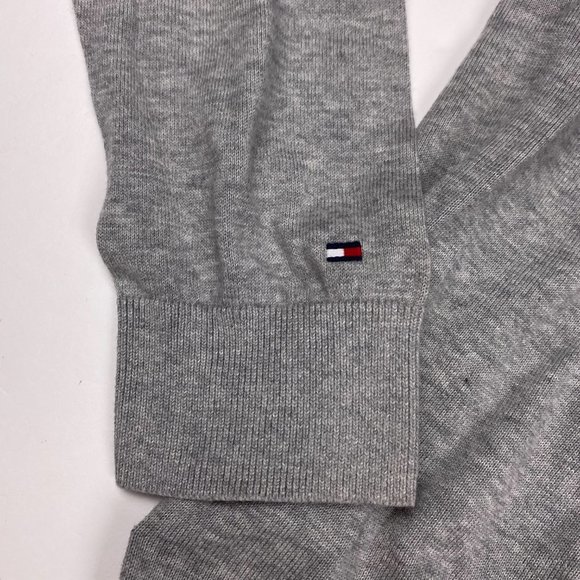 Tommy Hilfiger Pima Cotton Argyle Diamond Sweater Men's XL Gray Knit V Neck - Picture 5 of 8